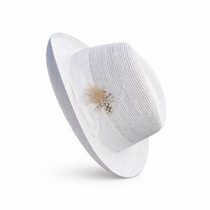 Bruno Capelo Godfather White Fedora Hat Youth Size S Feather Detail